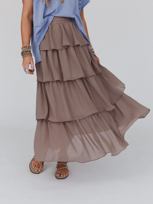 Tiers Of Joy Ruffle Maxi Skirt – Toffee